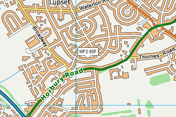 WF2 8SF map - OS VectorMap District (Ordnance Survey)