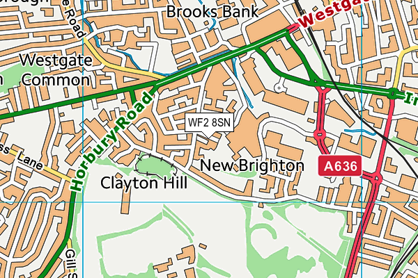 WF2 8SN map - OS VectorMap District (Ordnance Survey)