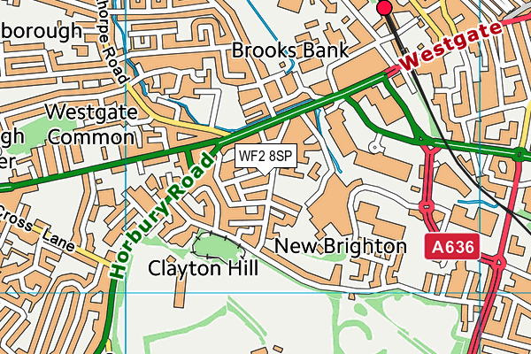 WF2 8SP map - OS VectorMap District (Ordnance Survey)