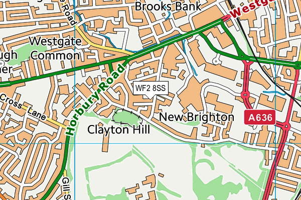 WF2 8SS map - OS VectorMap District (Ordnance Survey)