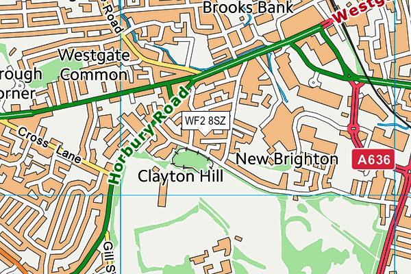 WF2 8SZ map - OS VectorMap District (Ordnance Survey)