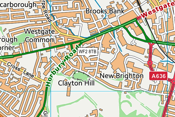 WF2 8TB map - OS VectorMap District (Ordnance Survey)