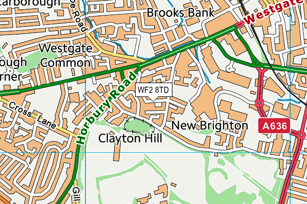 WF2 8TD map - OS VectorMap District (Ordnance Survey)