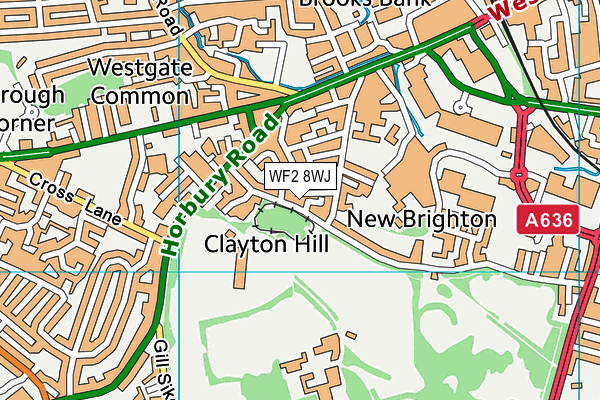 WF2 8WJ map - OS VectorMap District (Ordnance Survey)