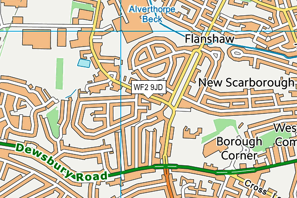 WF2 9JD map - OS VectorMap District (Ordnance Survey)