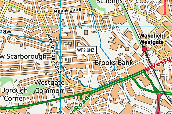 WF2 9NZ map - OS VectorMap District (Ordnance Survey)