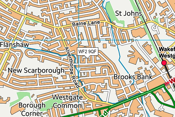 WF2 9QF map - OS VectorMap District (Ordnance Survey)