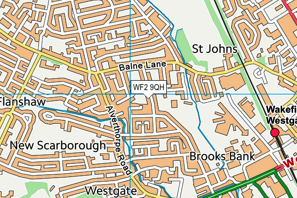 WF2 9QH map - OS VectorMap District (Ordnance Survey)