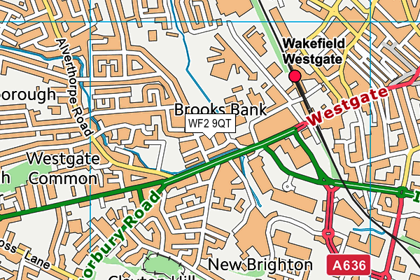 WF2 9QT map - OS VectorMap District (Ordnance Survey)