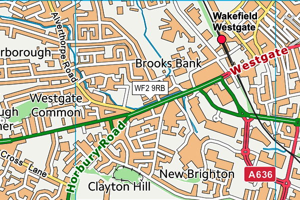 WF2 9RB map - OS VectorMap District (Ordnance Survey)