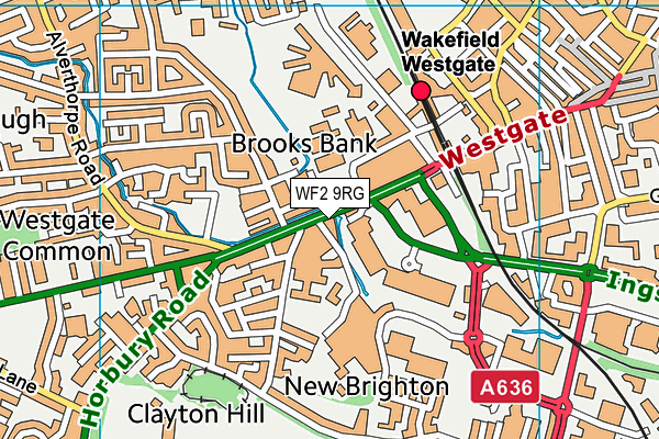 WF2 9RG map - OS VectorMap District (Ordnance Survey)