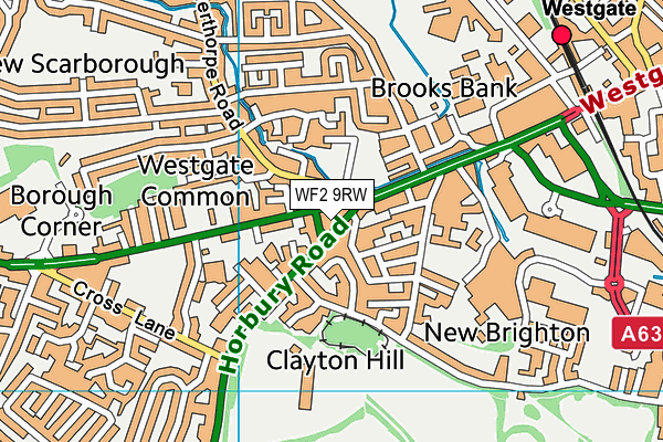 WF2 9RW map - OS VectorMap District (Ordnance Survey)