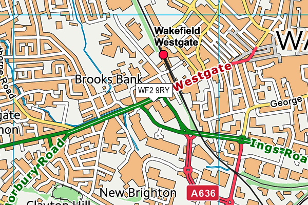 WF2 9RY map - OS VectorMap District (Ordnance Survey)