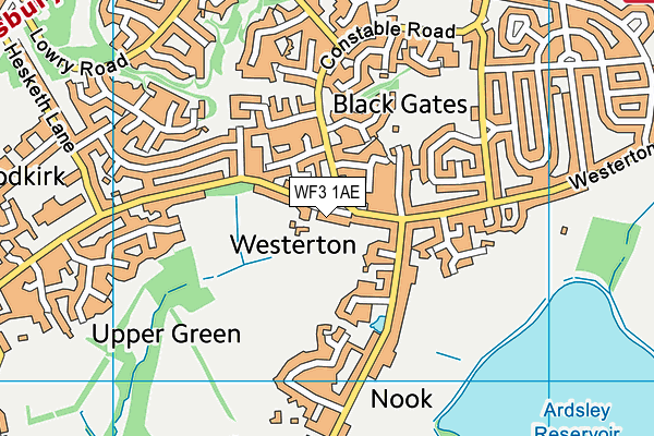WF3 1AE map - OS VectorMap District (Ordnance Survey)