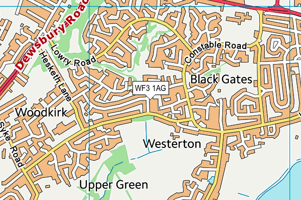 WF3 1AG map - OS VectorMap District (Ordnance Survey)