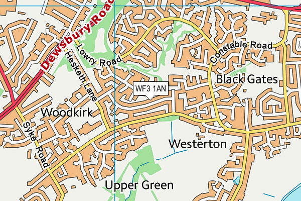 WF3 1AN map - OS VectorMap District (Ordnance Survey)