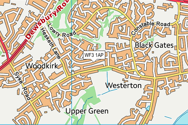 WF3 1AP map - OS VectorMap District (Ordnance Survey)