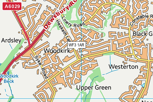 WF3 1AR map - OS VectorMap District (Ordnance Survey)