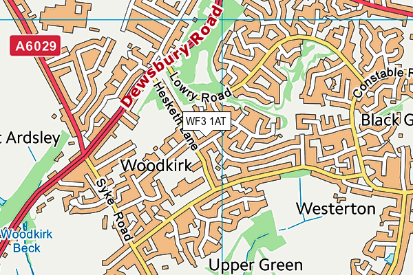 WF3 1AT map - OS VectorMap District (Ordnance Survey)