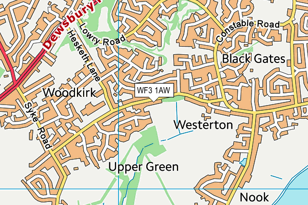 WF3 1AW map - OS VectorMap District (Ordnance Survey)