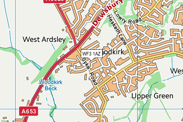 WF3 1AZ map - OS VectorMap District (Ordnance Survey)