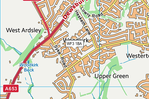 WF3 1BA map - OS VectorMap District (Ordnance Survey)