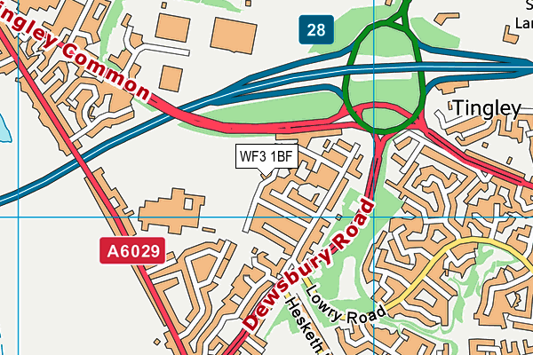 WF3 1BF map - OS VectorMap District (Ordnance Survey)