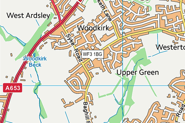 WF3 1BG map - OS VectorMap District (Ordnance Survey)