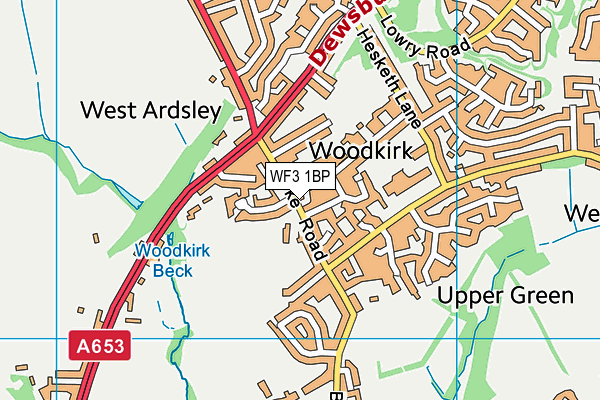 WF3 1BP map - OS VectorMap District (Ordnance Survey)