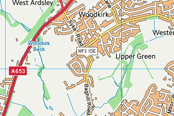 WF3 1DE map - OS VectorMap District (Ordnance Survey)