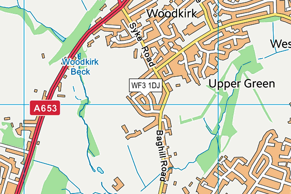 WF3 1DJ map - OS VectorMap District (Ordnance Survey)