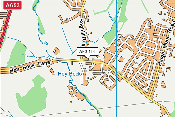 WF3 1DT map - OS VectorMap District (Ordnance Survey)