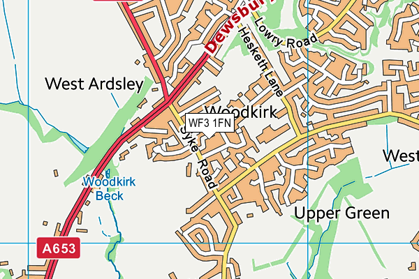 WF3 1FN map - OS VectorMap District (Ordnance Survey)