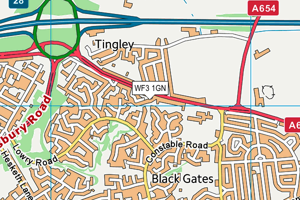 WF3 1GN map - OS VectorMap District (Ordnance Survey)