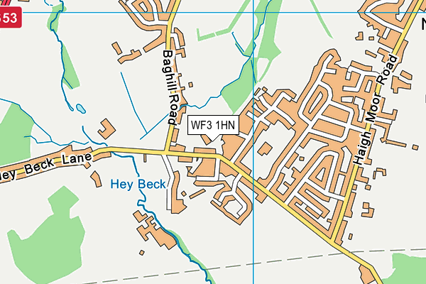 WF3 1HN map - OS VectorMap District (Ordnance Survey)