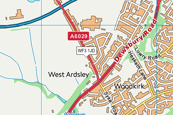 WF3 1JD map - OS VectorMap District (Ordnance Survey)