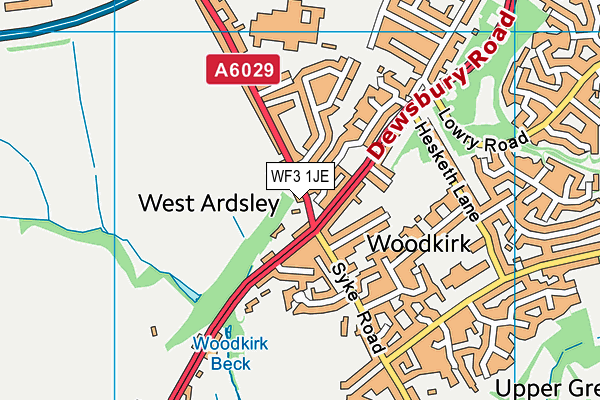 WF3 1JE map - OS VectorMap District (Ordnance Survey)