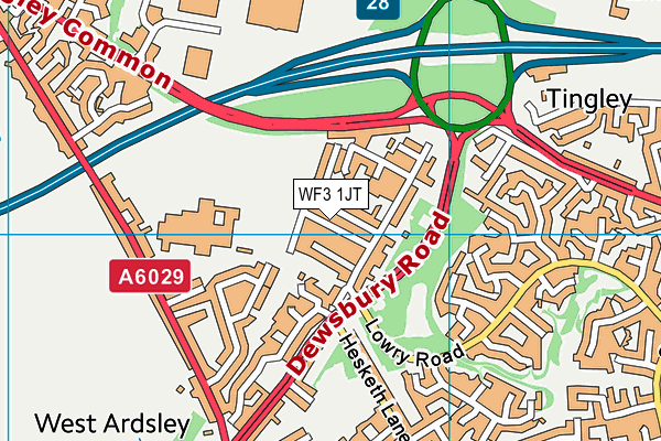 WF3 1JT map - OS VectorMap District (Ordnance Survey)