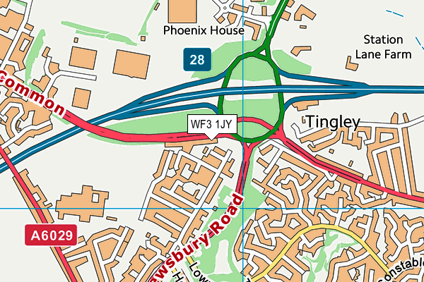 WF3 1JY map - OS VectorMap District (Ordnance Survey)