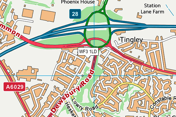 WF3 1LD map - OS VectorMap District (Ordnance Survey)