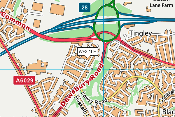 WF3 1LE map - OS VectorMap District (Ordnance Survey)