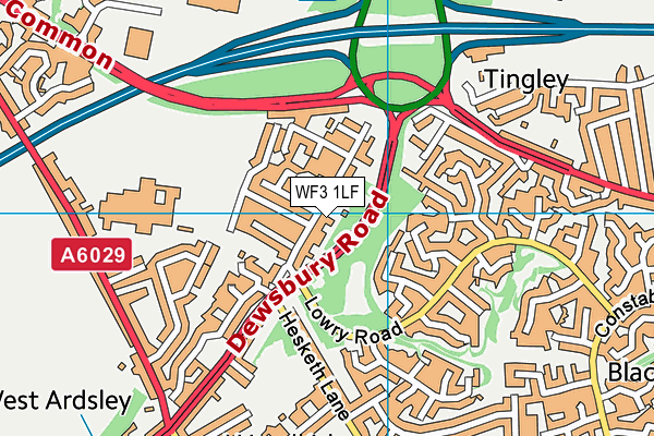 WF3 1LF map - OS VectorMap District (Ordnance Survey)