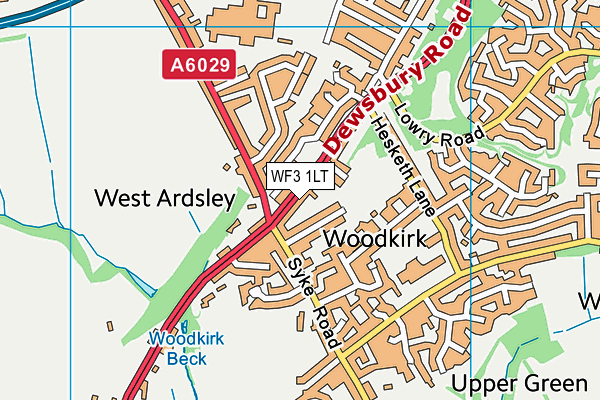 WF3 1LT map - OS VectorMap District (Ordnance Survey)