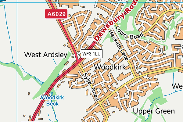 WF3 1LU map - OS VectorMap District (Ordnance Survey)