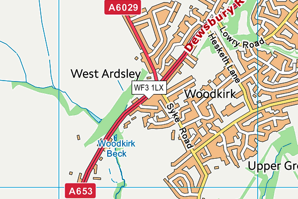 WF3 1LX map - OS VectorMap District (Ordnance Survey)