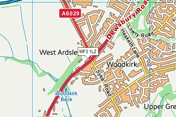 WF3 1LZ map - OS VectorMap District (Ordnance Survey)