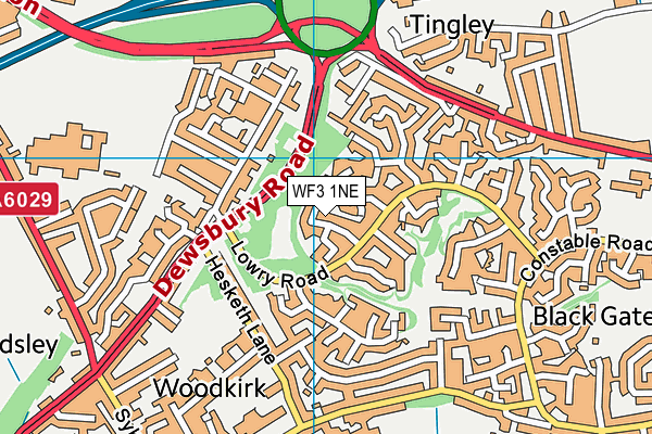 WF3 1NE map - OS VectorMap District (Ordnance Survey)