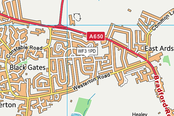 WF3 1PD map - OS VectorMap District (Ordnance Survey)