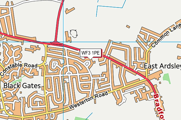WF3 1PE map - OS VectorMap District (Ordnance Survey)