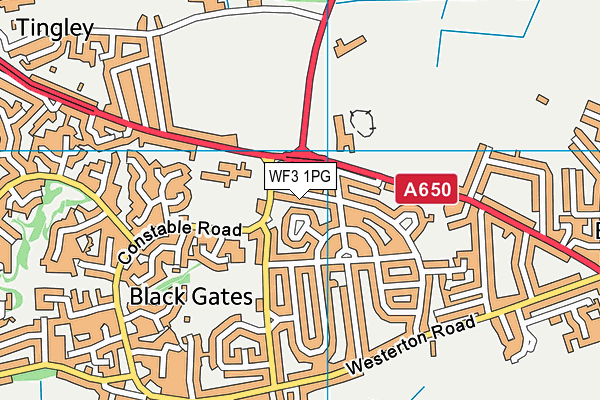 WF3 1PG map - OS VectorMap District (Ordnance Survey)